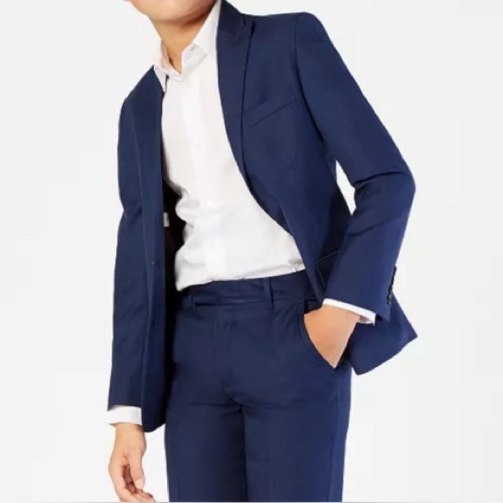 Calvin Klein NWT Boys Brilliant Blue Slim Fit Suit Jacket Regular - Picture 2 of 3